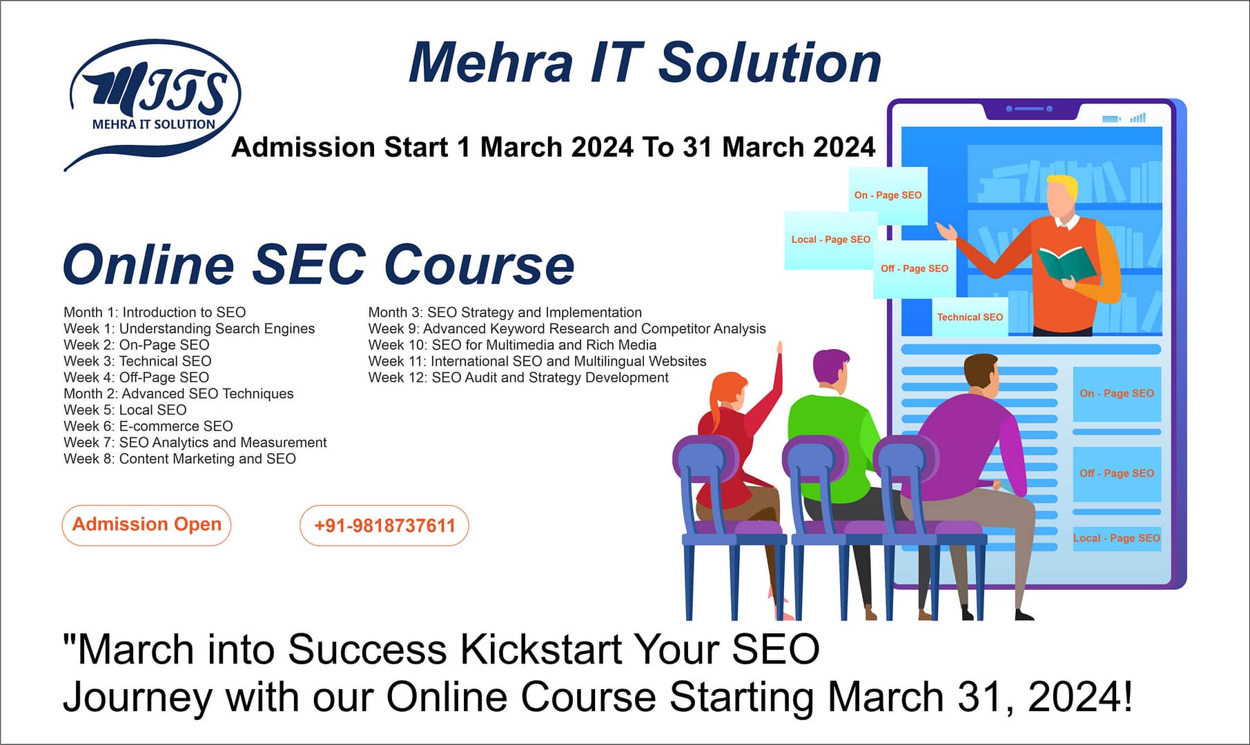Online SEO Course Admission Open 1 March To 31 March 2024